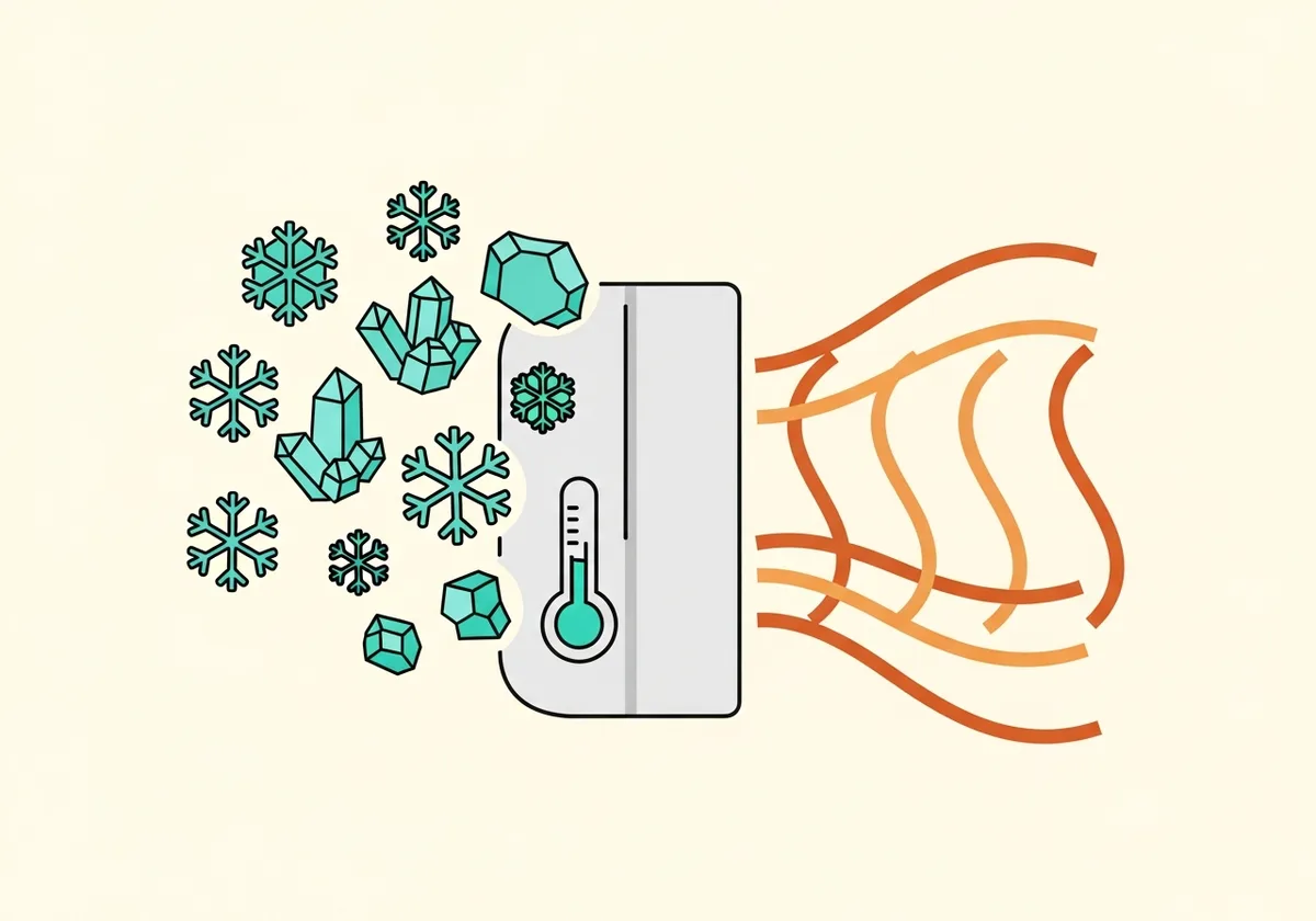 Illustration d'une pompe à chaleur produisant de la chaleur malgré le froid