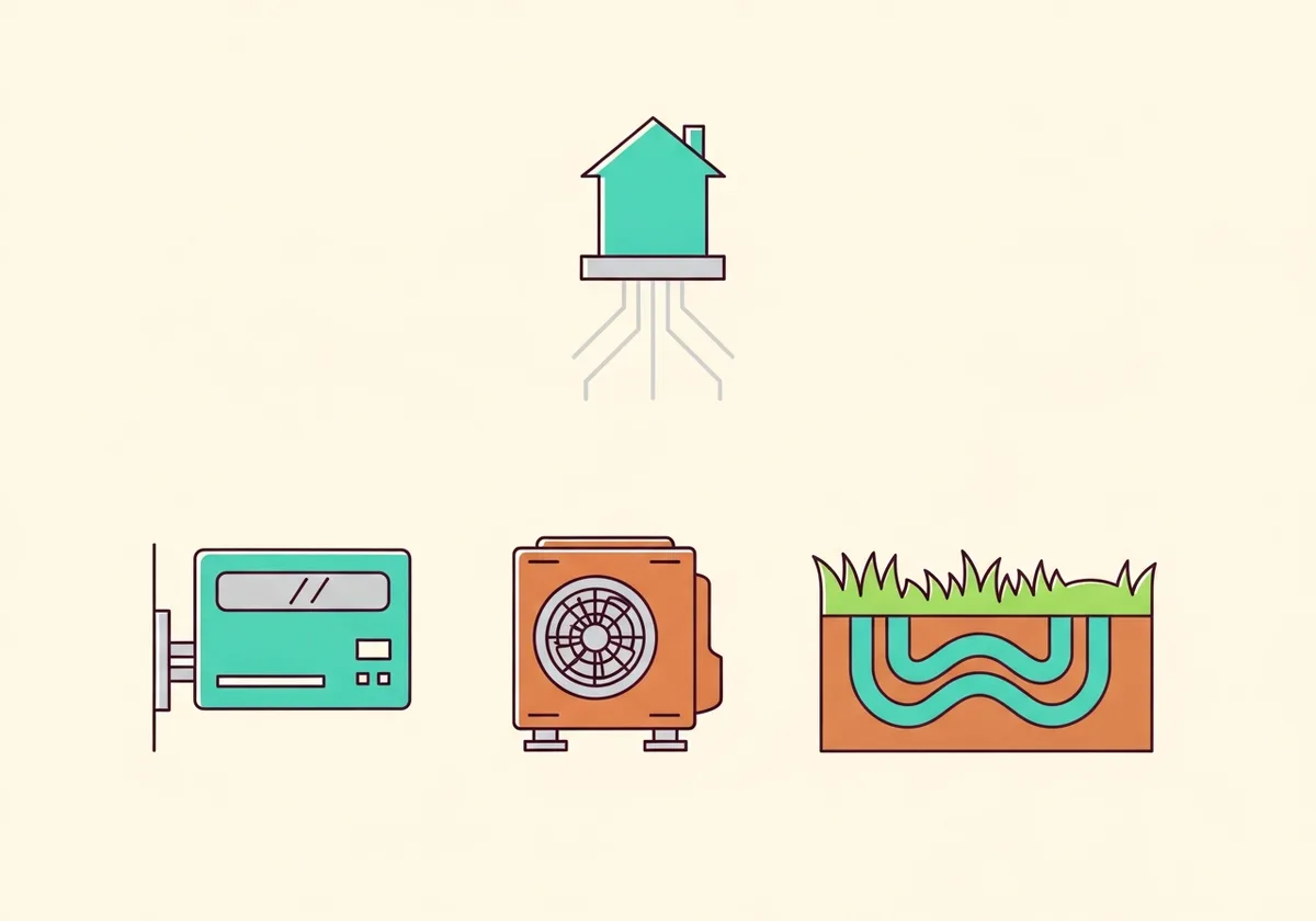 Arbre de décision illustré entre les trois grands types de pompe à chaleur